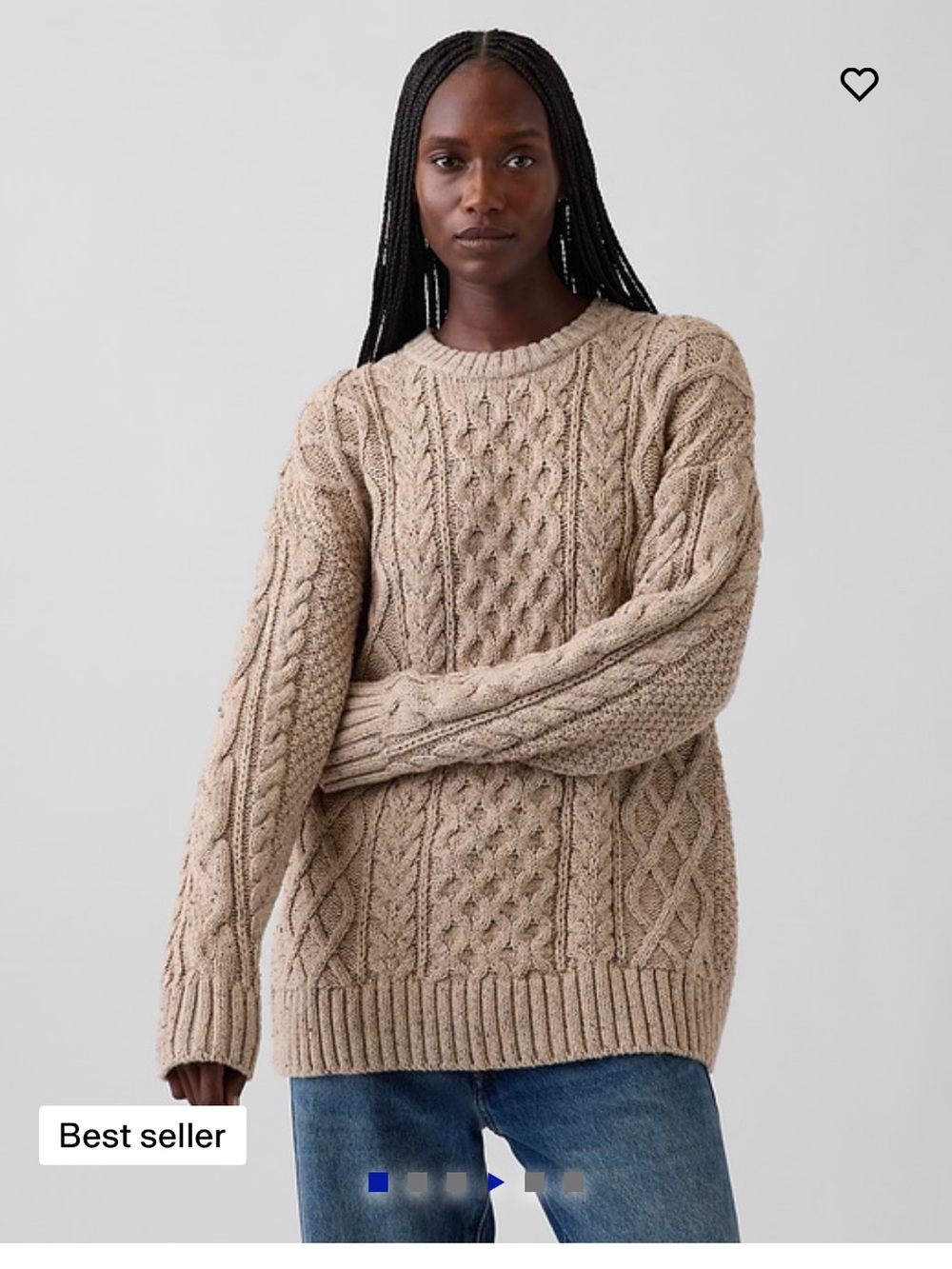 GAP Cable-Knit Crew Sweater - Cobblestone Beige